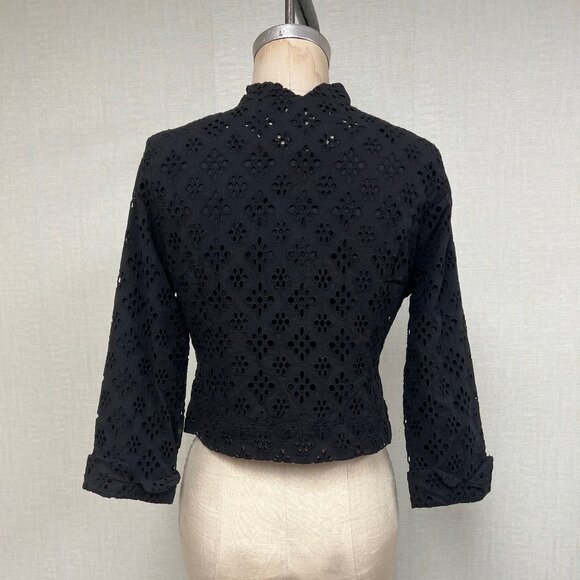 NWT Deadstock 2000s Aryn K Eyelet Lace Cropped 3/4 Sleeve Jacket Medium - Picture 4 of 4